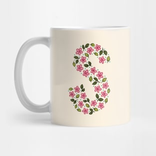 Floral Monogram Letter S Mug